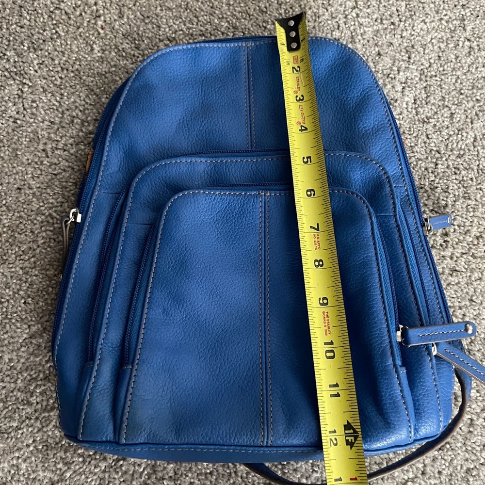 Tignanello Blue Leather Backpack Sleek Design Practical